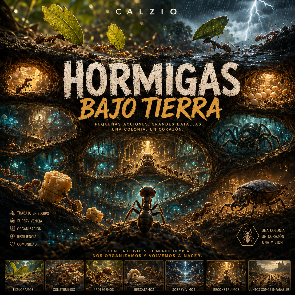 Hormigas bajo tierra